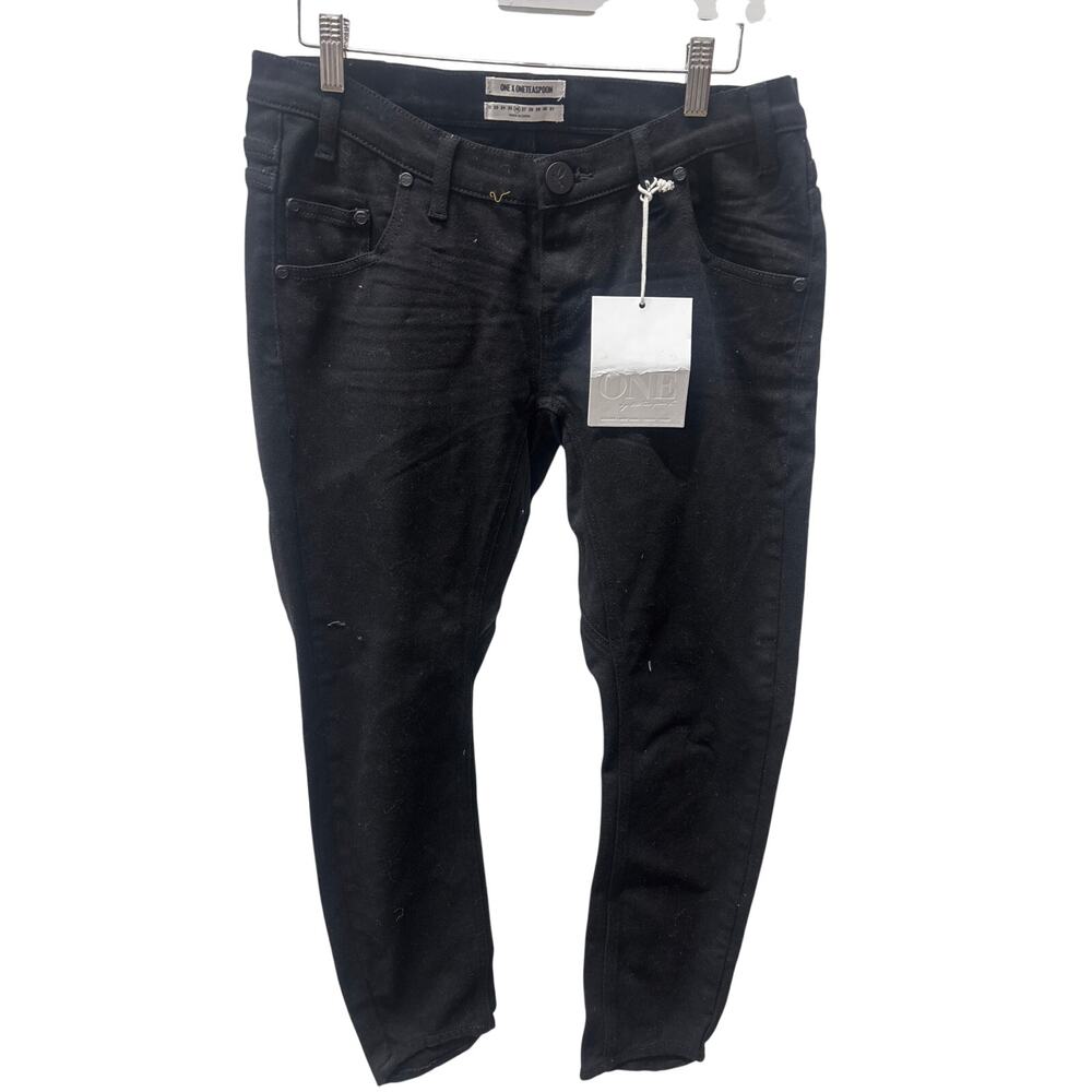 NWT One Teaspoon Sz 26 Goodies Le Black Low Waist Low Rise Tapered Denim Jeans